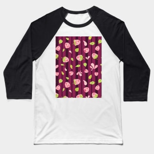 Raspberry Boom Seamless Surface Pattern Design Baseball T-Shirt